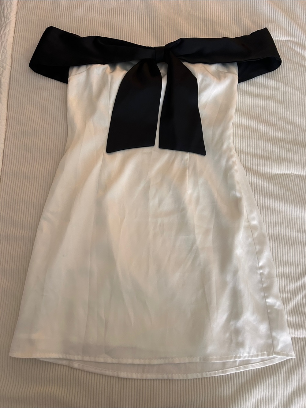 Revolve White Mini Dress with Black Bow